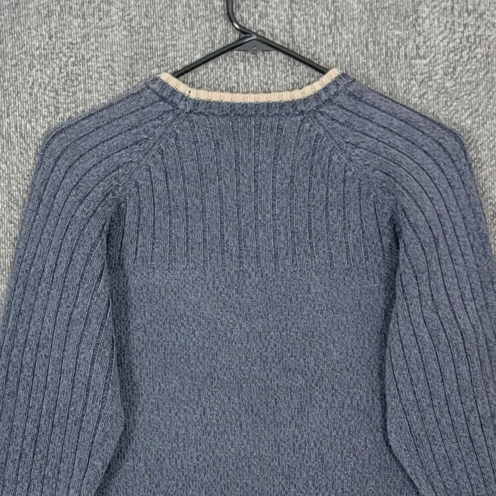 Columbia Sportswear Sweater Mens Small Grayish Blue 100% Cotton Ribbed Preppy